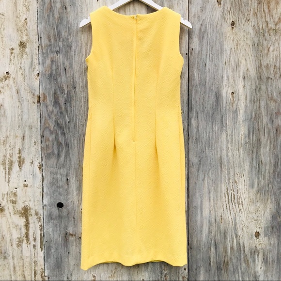 Vintage Sears Yellow Floral Knit Polyester Dress - Picture 3 of 11